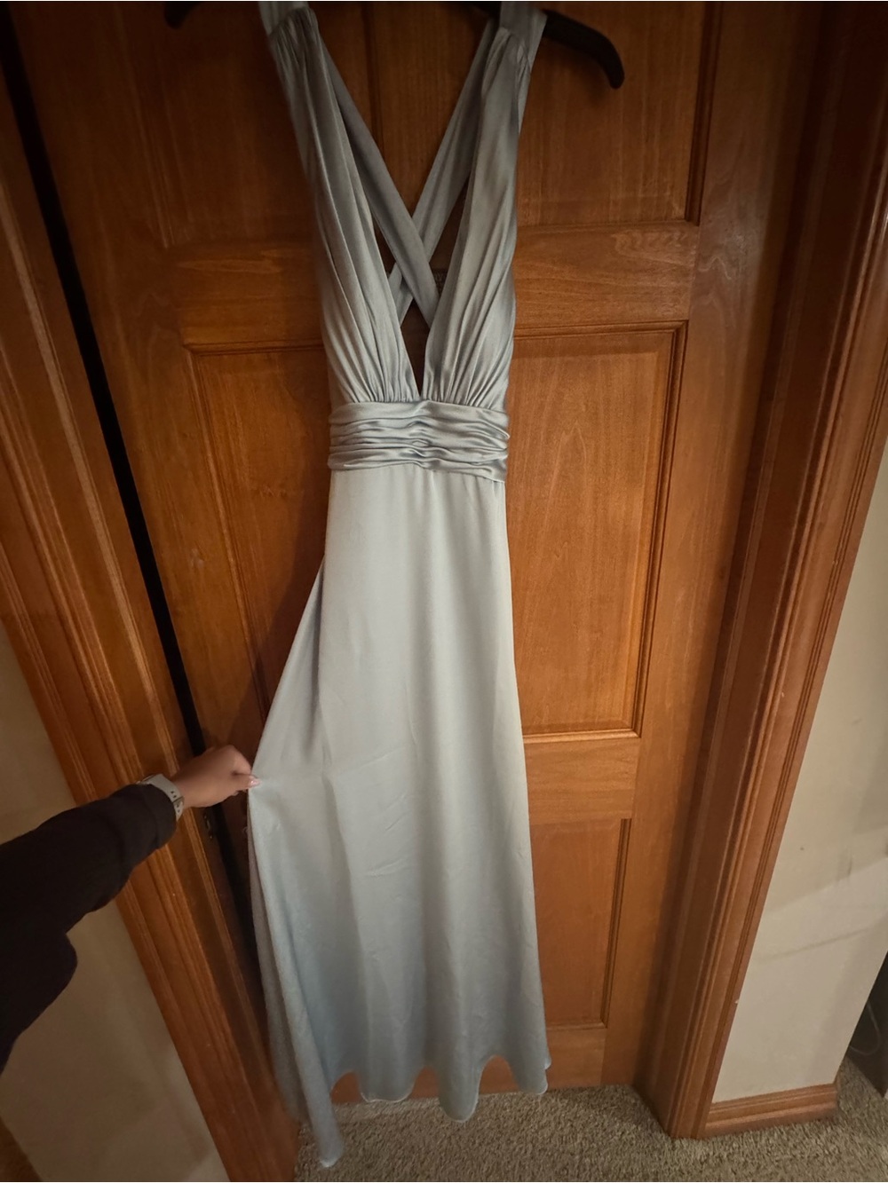 Revelry Dylan Satin Dress sky blue